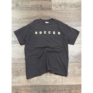 Vintage 1994 Alore Big Ball Sports Soccer Blurry T-Shirt Faded Black Men's L